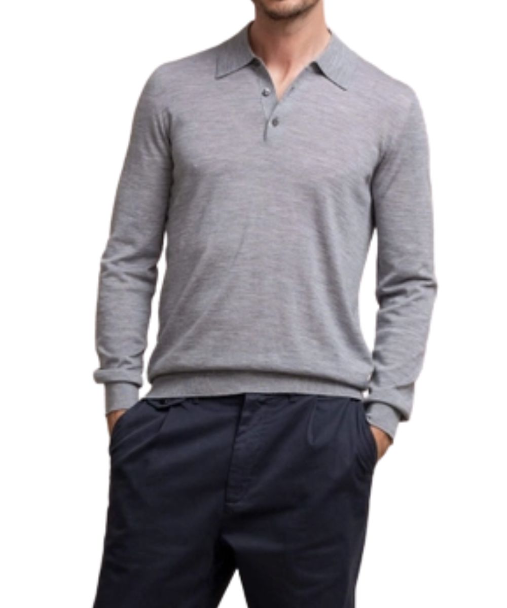 Johnstons Superfine Merino Wool Polo Sweater