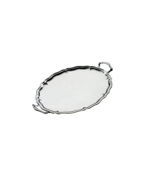 Grooved Edge Oval Sterling Silver Tray with Handles Collection