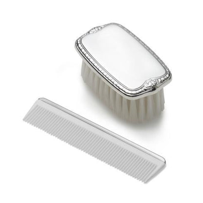 Empire Silver Boy's Plain Brush and Comb Set in Pewter