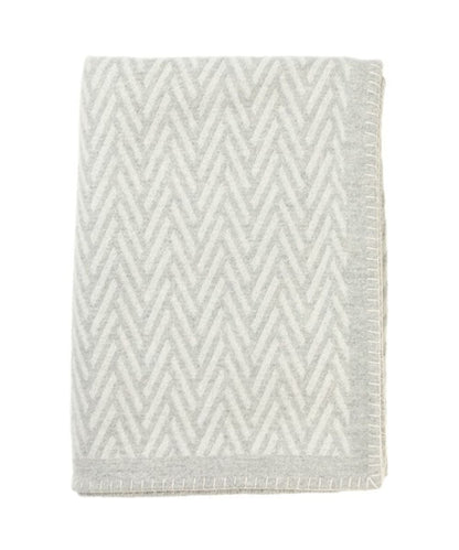 Johnstons Merino and Cashmere Herringbone Jacquard Blanket Stitched Sofa Throw