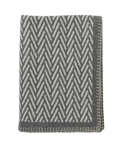 Johnstons Merino and Cashmere Herringbone Jacquard Blanket Stitched Sofa Throw