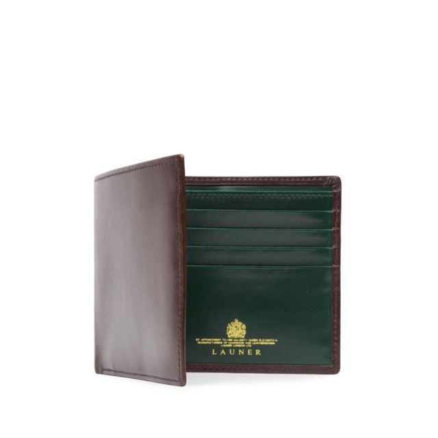 Launer Eight Credit Card Wallet, Dark Brown/Racing Green