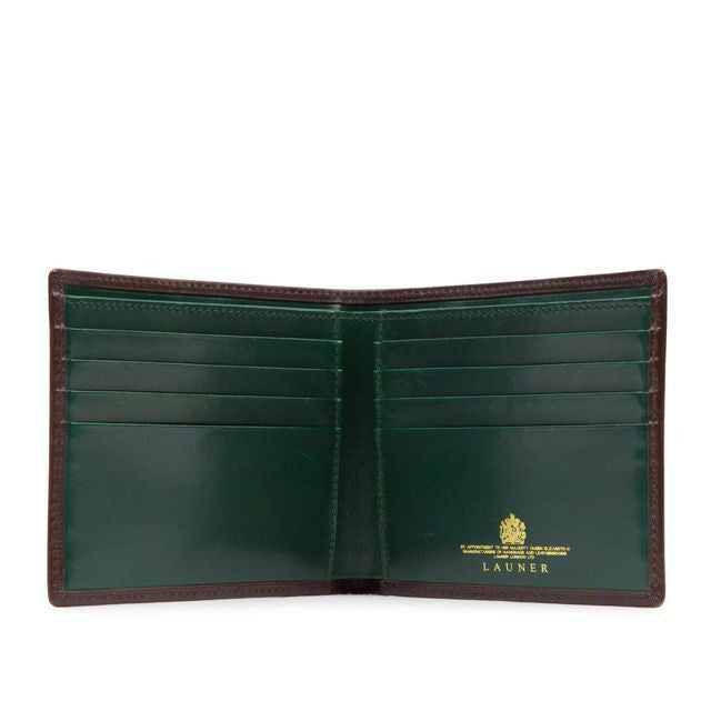 Launer Eight Credit Card Wallet, Dark Brown/Racing Green