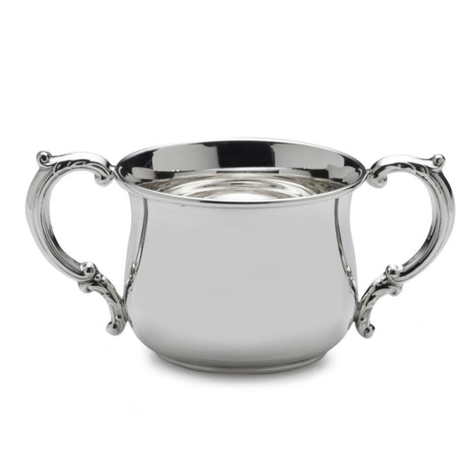 Empire Silver Heavy Gauge Double Handle Pot Belly Baby Cup in Sterling Silver