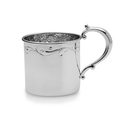 Heavy Gauge Floral Sterling Silver Baby Cup