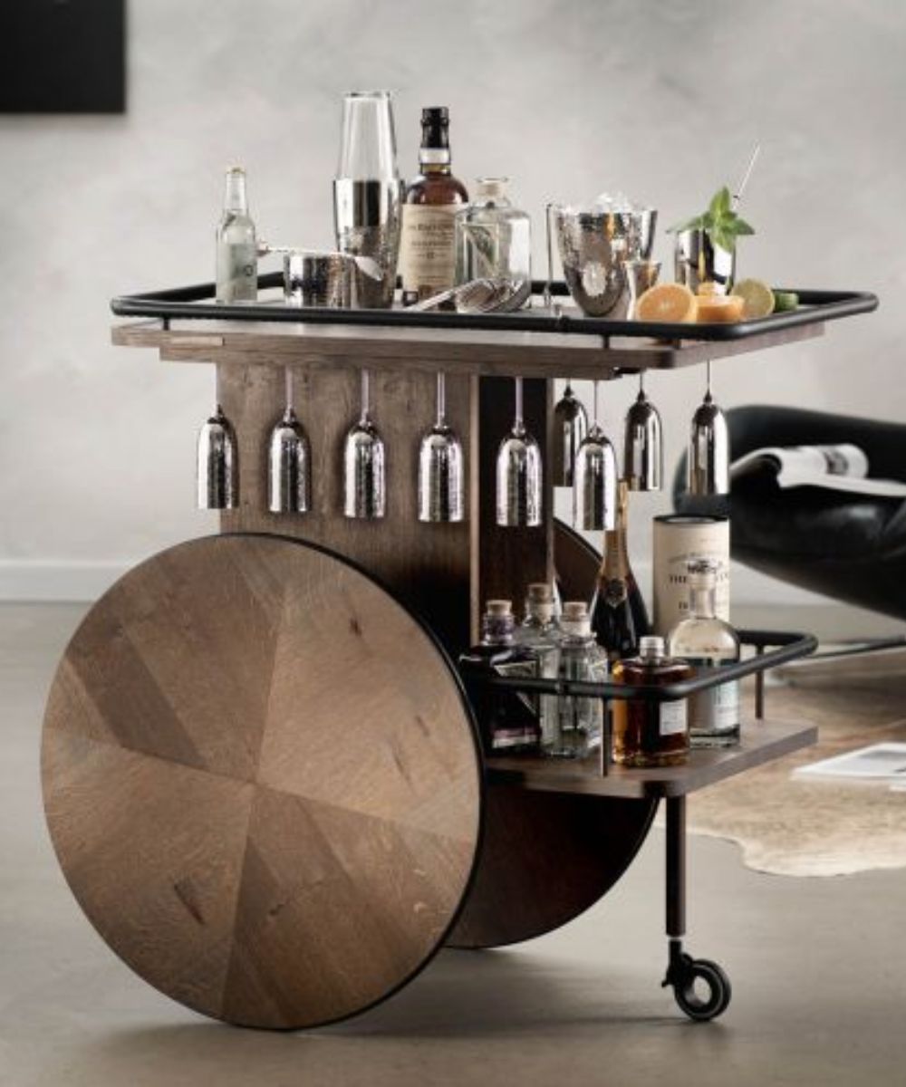 Bar Trolley in Oak Wood