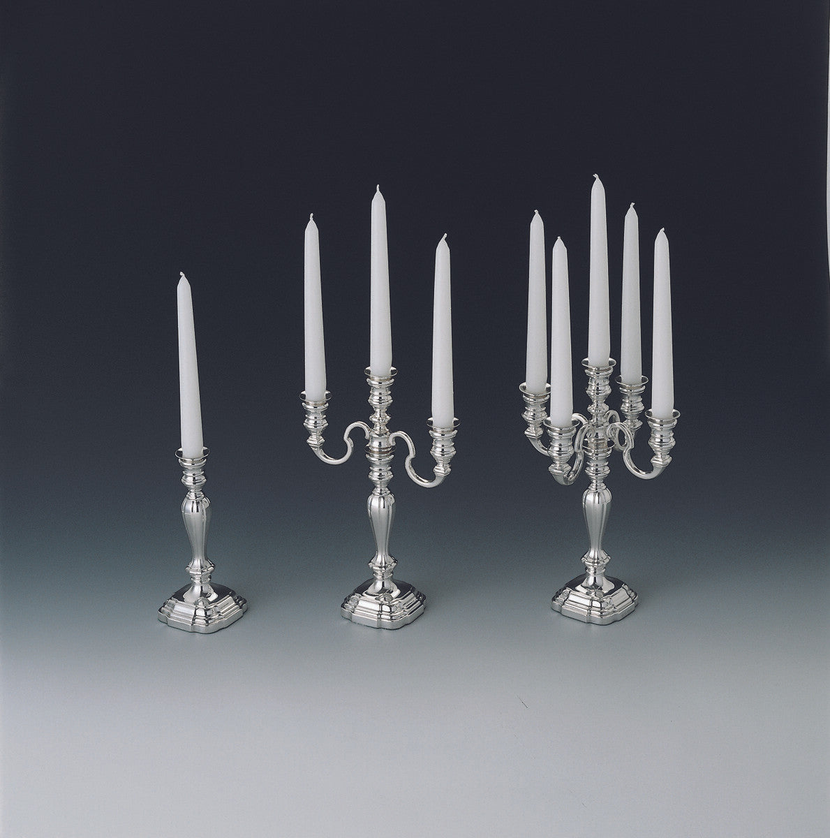 Alt-Augsburg Candle Holder Collection (L to R: One, Three, and Five Light)