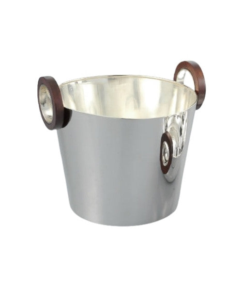 Five Bottle Wine Bucket with Wood Handles in Silverplate