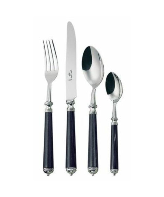 Alain Saint-Joanis Marbella Silverplate Flatware Collection with Black Handles