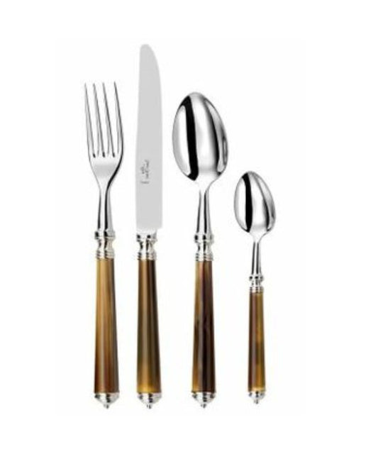Alain Saint-Joanis Marbella Silverplate Flatware Collection with Dark Horn Handles