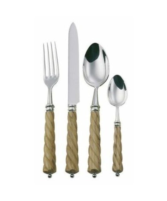 Alain Saint-Joanis Mistral Silverplate Flatware Collection with Olivewood Handles