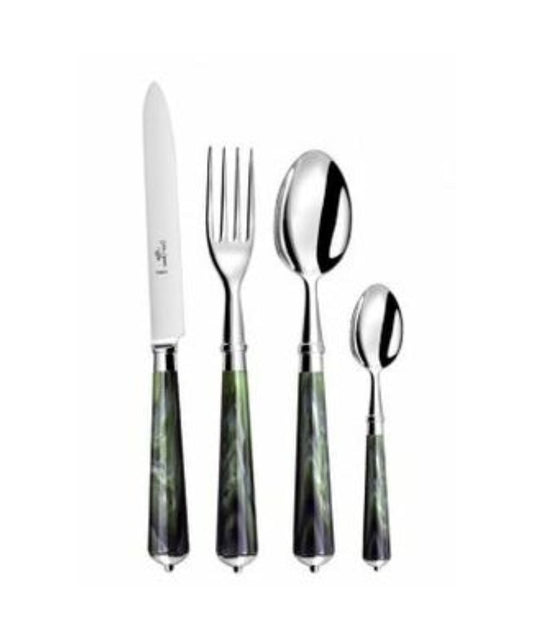 Alain Saint-Joanis Julia Stainless Steel Flatware Collection with Green Marble Handles