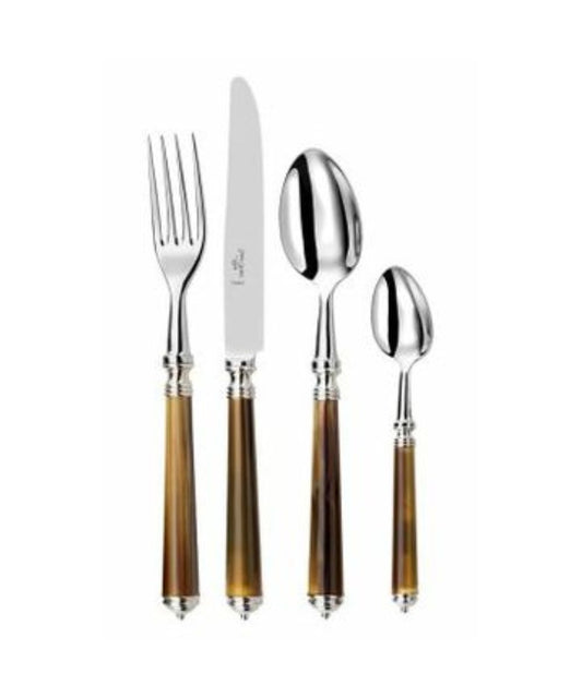 Alain Saint-Joanis Marbella Stainless Steel Flatware Collection with Dark Horn Handles