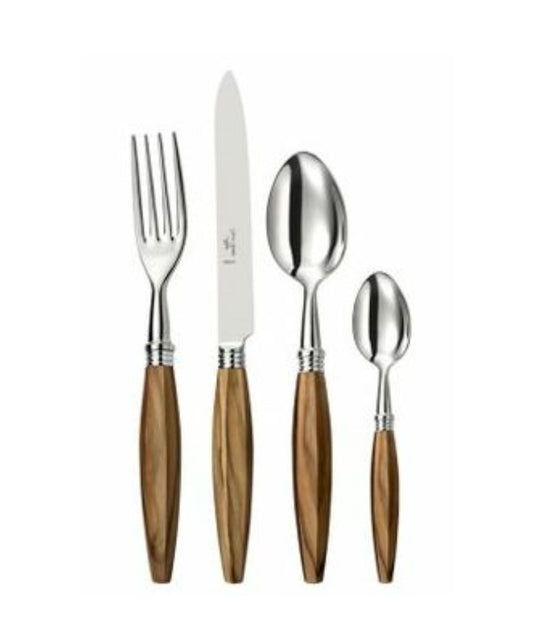 Alain Saint-Joanis Oyo Stainless Steel Flatware Collection with Olivewood Handles