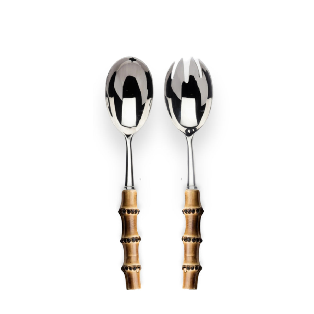 Alain Saint-Joanis Bamboo Silverplate | Salad Serving Set (Serving Spoon & Fork)