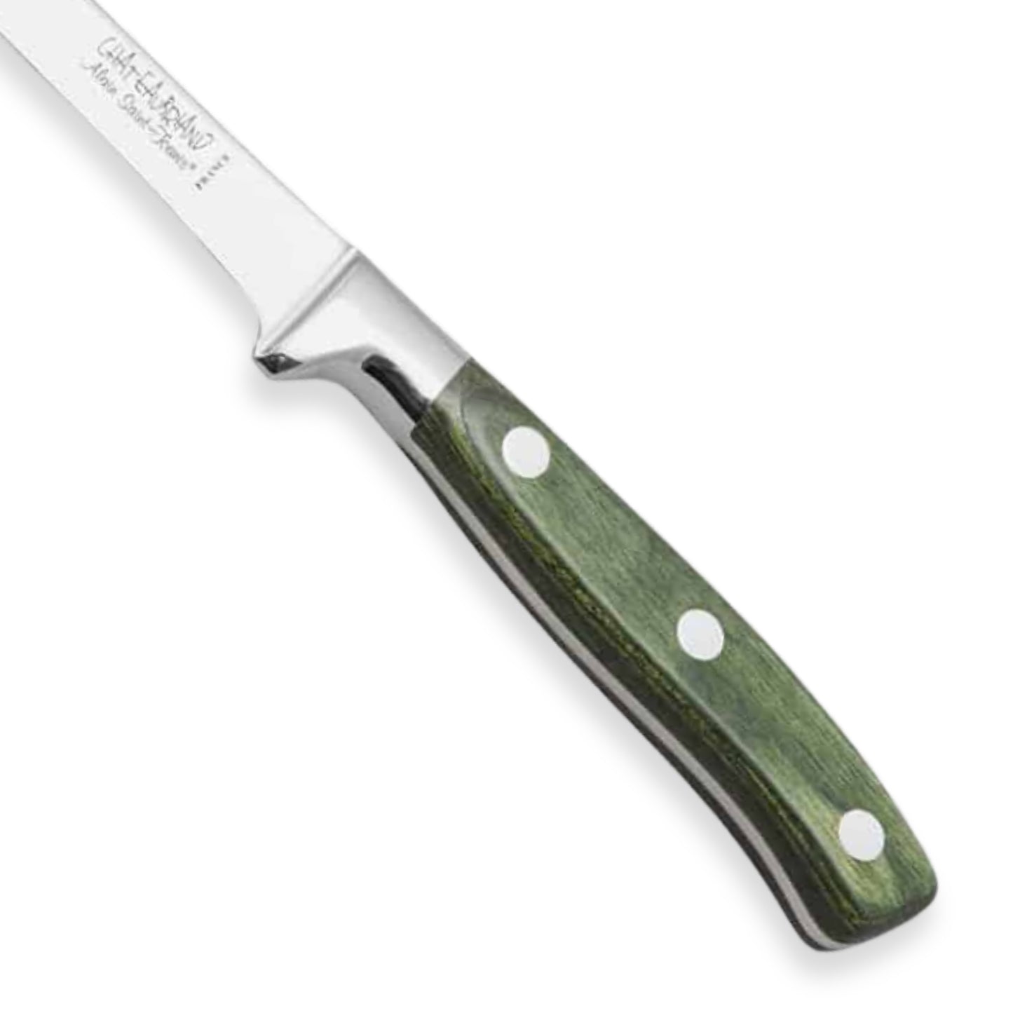 Alain Saint-Joanis Chateaubriand Steak Knives with Green Wood Handles (Set of Six)