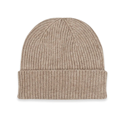 Cashmere Ribbed Hat in Dark Natural