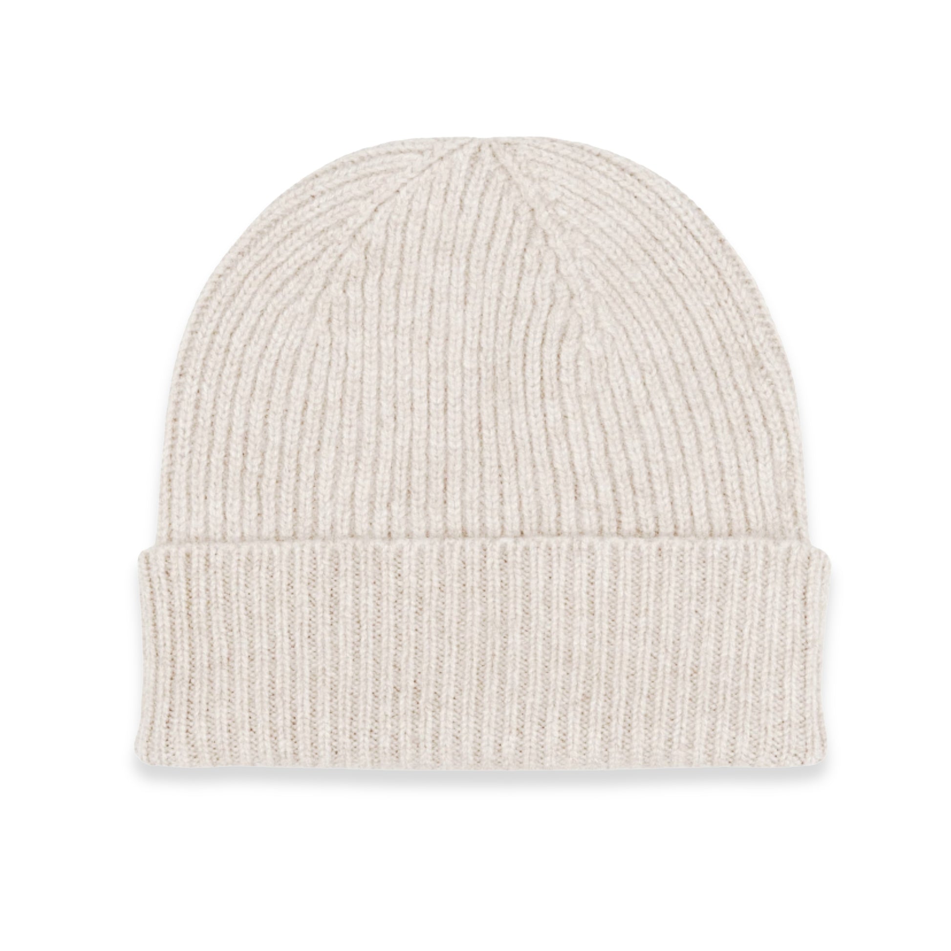 Cashmere Ribbed Hat in White Undyed