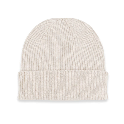 Cashmere Ribbed Hat in White Undyed