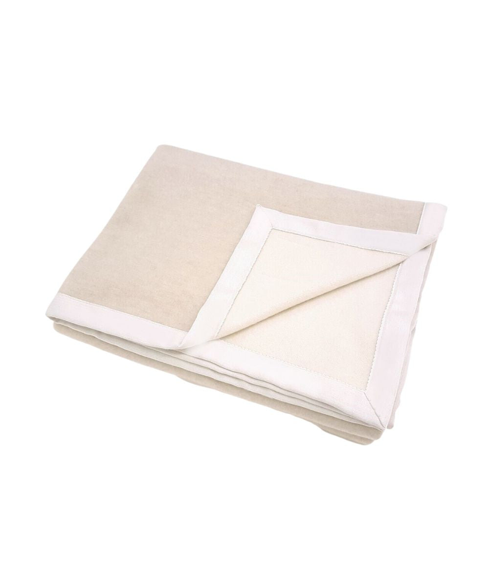 Cashmere Bed Blanket in Beige Ivory