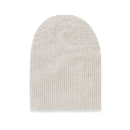 Cashmere Ribbed Hat in White Undyed