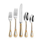 Couzon Consul Stainless Steel Flatware Collection with Gold Accents | Five-Piece Place Setting