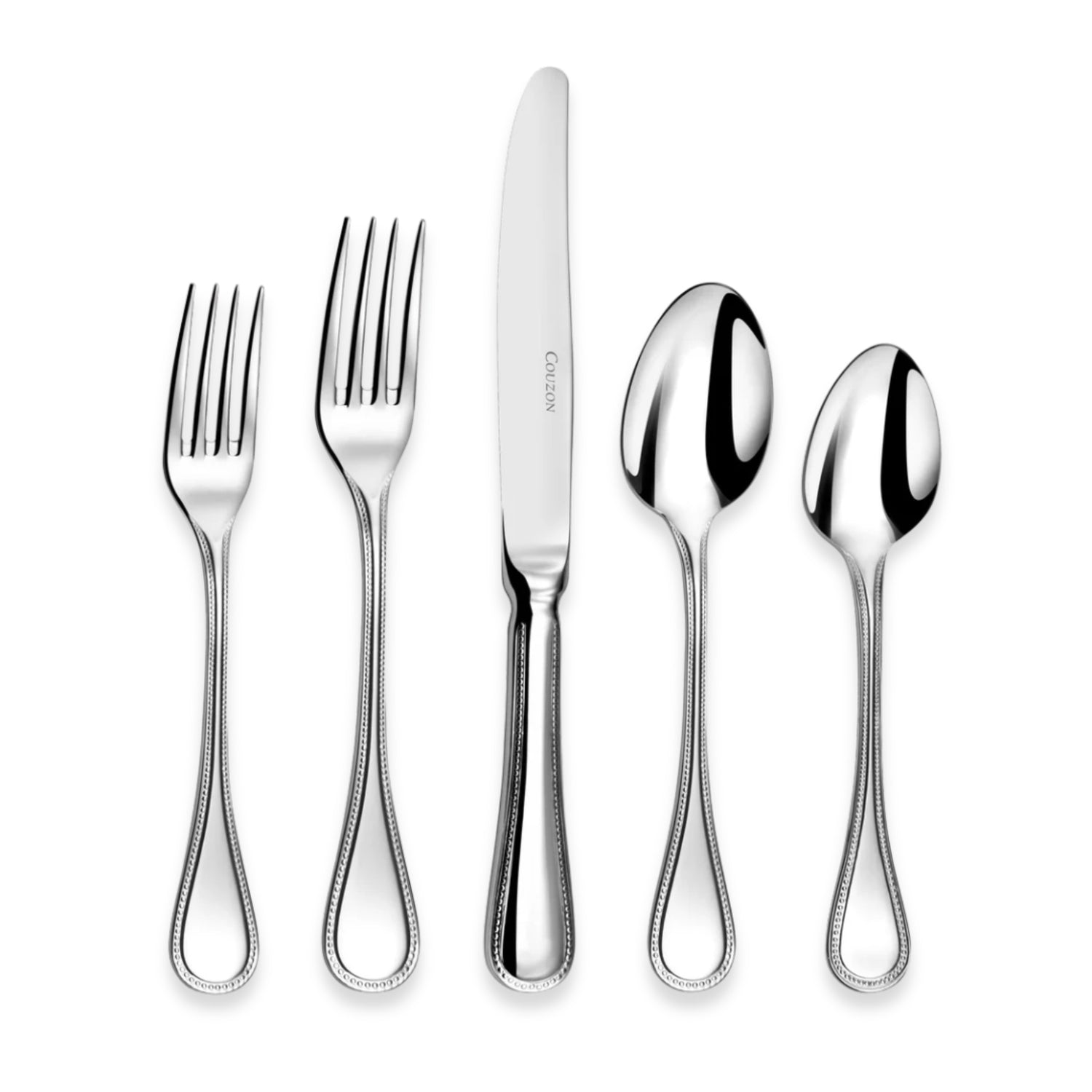 Couzon Le Perle Stainless Steel Flatware Collection | Five-Piece Place Setting