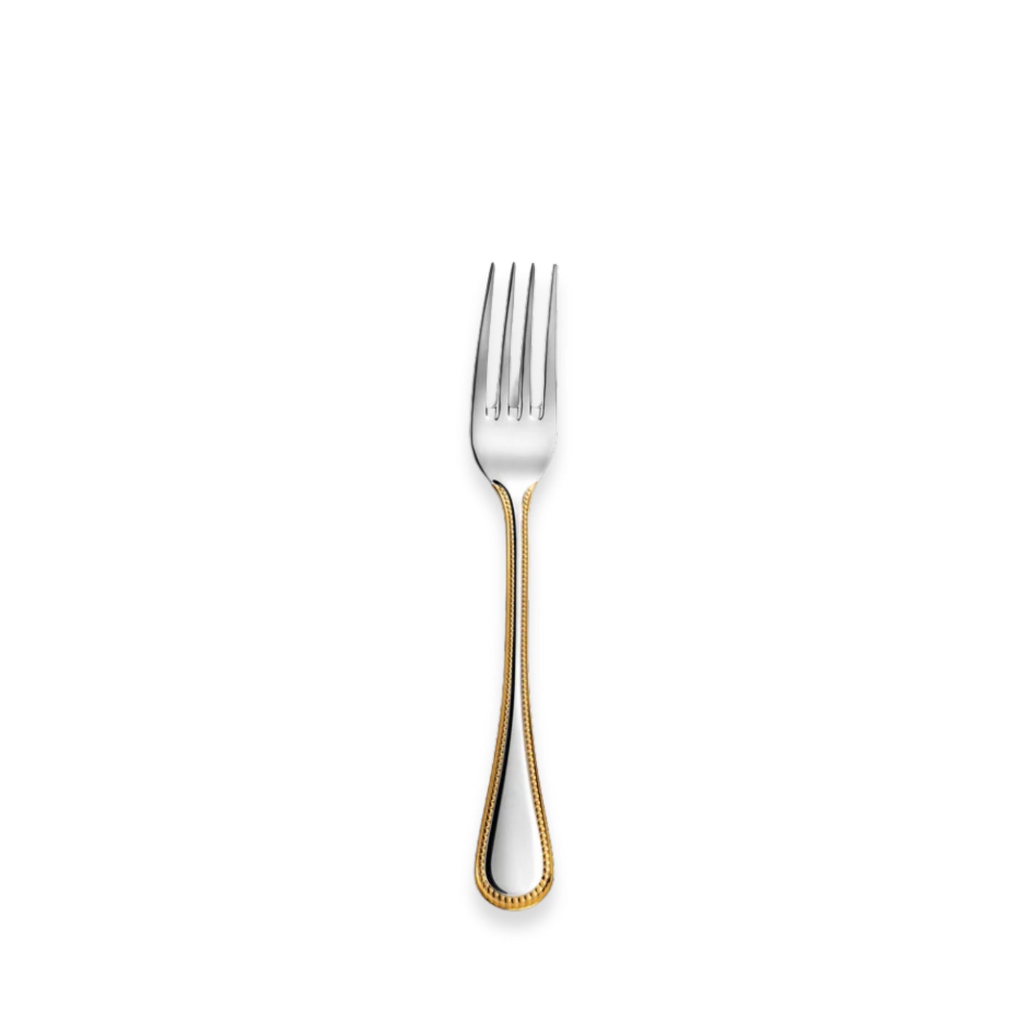 Couzon Le Perle Stainless Steel Flatware Collection with Gold Accents | Dessert Fork