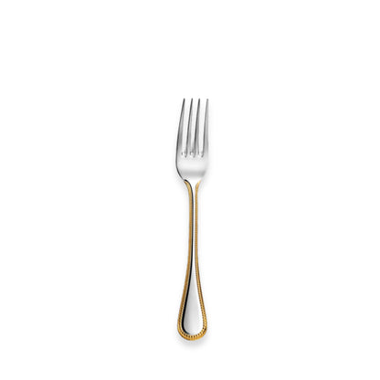 Couzon Le Perle Stainless Steel Flatware Collection with Gold Accents | Dessert Fork