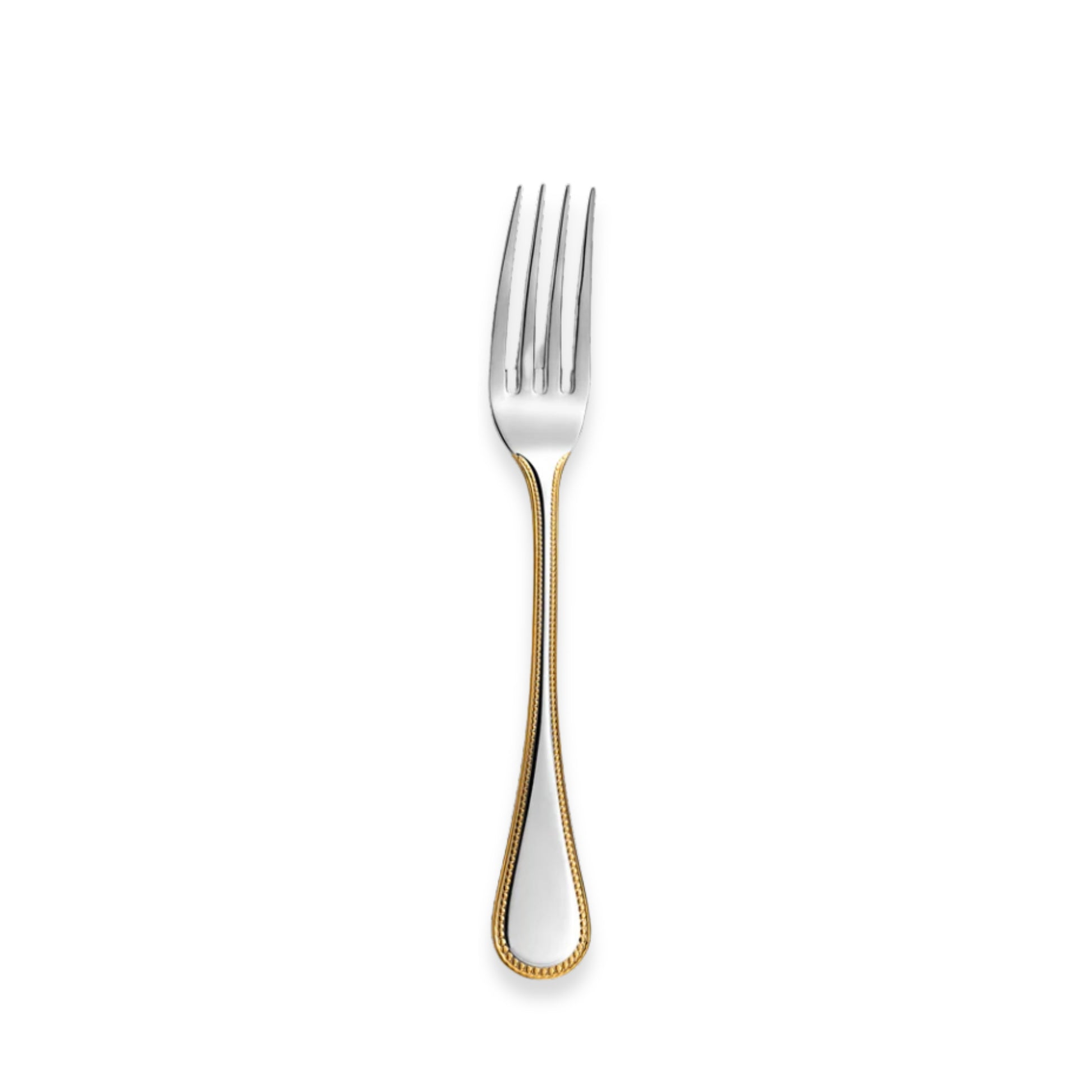 Couzon Le Perle Stainless Steel Flatware Collection with Gold Accents | Table Fork