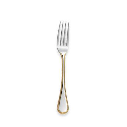 Couzon Le Perle Stainless Steel Flatware Collection with Gold Accents | Table Fork