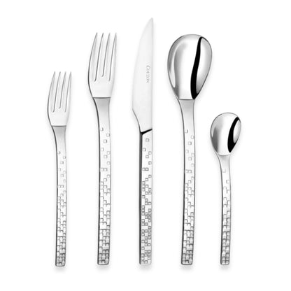 Couzon Pix'elle 3D Stainless Steel Flatware Collection | Five-Piece Place Setting
