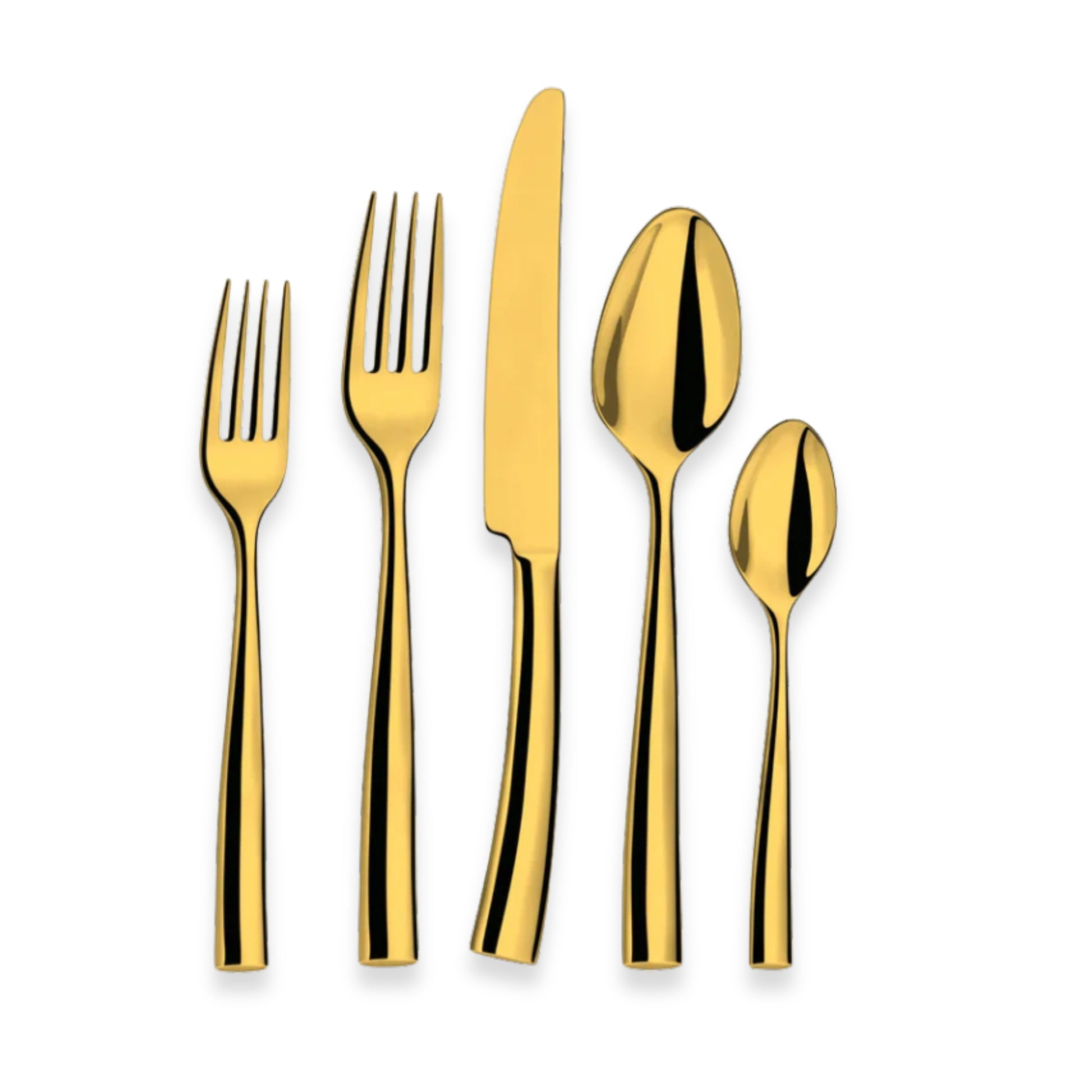 Couzon Silhouette Gold PVD Flatware Collection | Five-Piece Place Setting