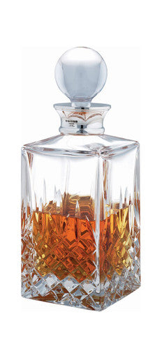 Crystal Henley Cut Square Decanter with Sterling Silver Stopper