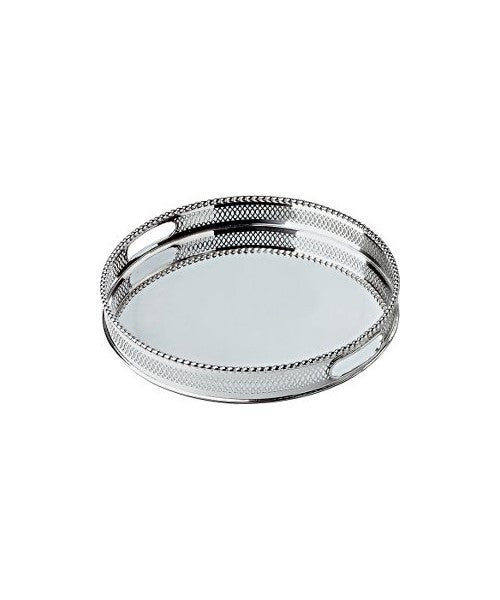 Round Gallery Tray with Cut Lattice and Pearl Edge