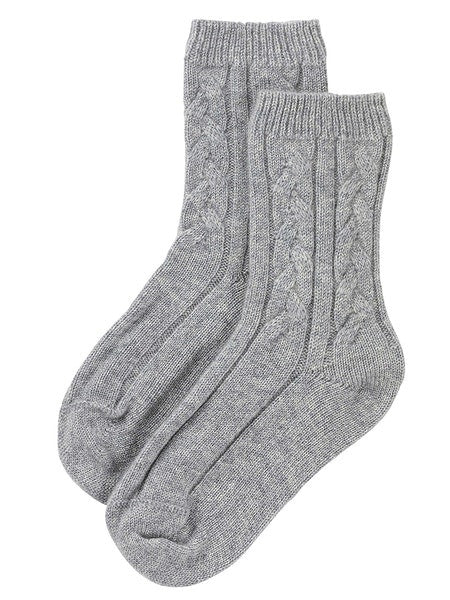 Johnstons of Elgin Women's Cashmere Cable Bed Socks in Silver