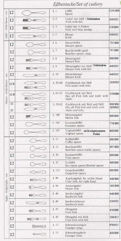 Jarosinski & Vaugoin Sterling Silver Flatware Pattern No. 177