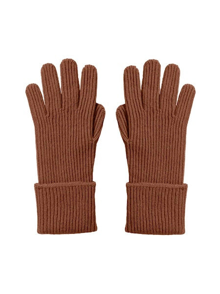 Johnstons Cashmere Ribbed Cuff Gloves in Conker