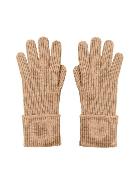 Johnstons Cashmere Ribbed Cuff Gloves in Soft Camel