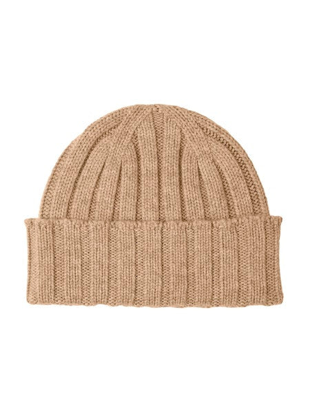 Johnstons of Elgin Cashmere Chunky Ribbed Hat in Soft Camel