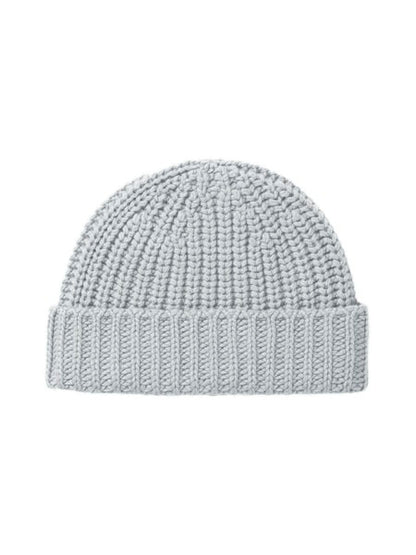 Johnstons of Elgin Cashmere Ribbed Beanie in Silver