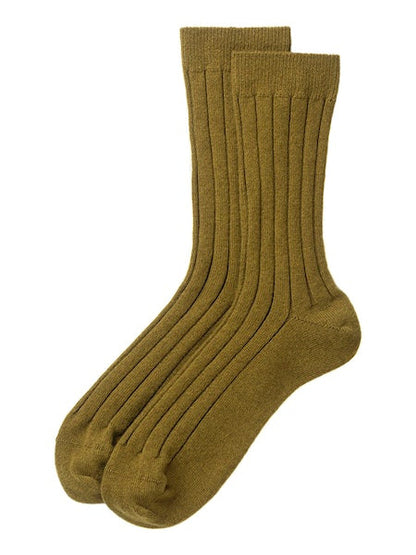 Johnstons of Elgin Cashmere Ribbed Bed Socks in Highland