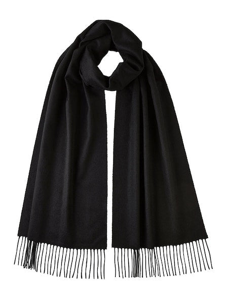 Johnstons of Elgin Classic Cashmere Wide Plain Scarf in Black