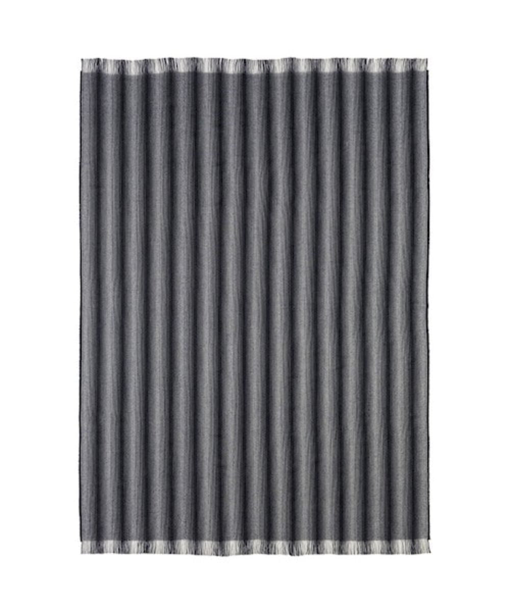 Johnstons of Elgin Extra Fine Merino Wool Ombre Stripe Sofa Throw Blanket in Navy/Silver