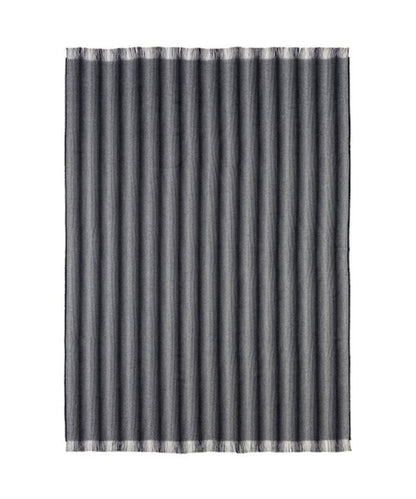 Johnstons of Elgin Extra Fine Merino Wool Ombre Stripe Sofa Throw Blanket in Navy/Silver
