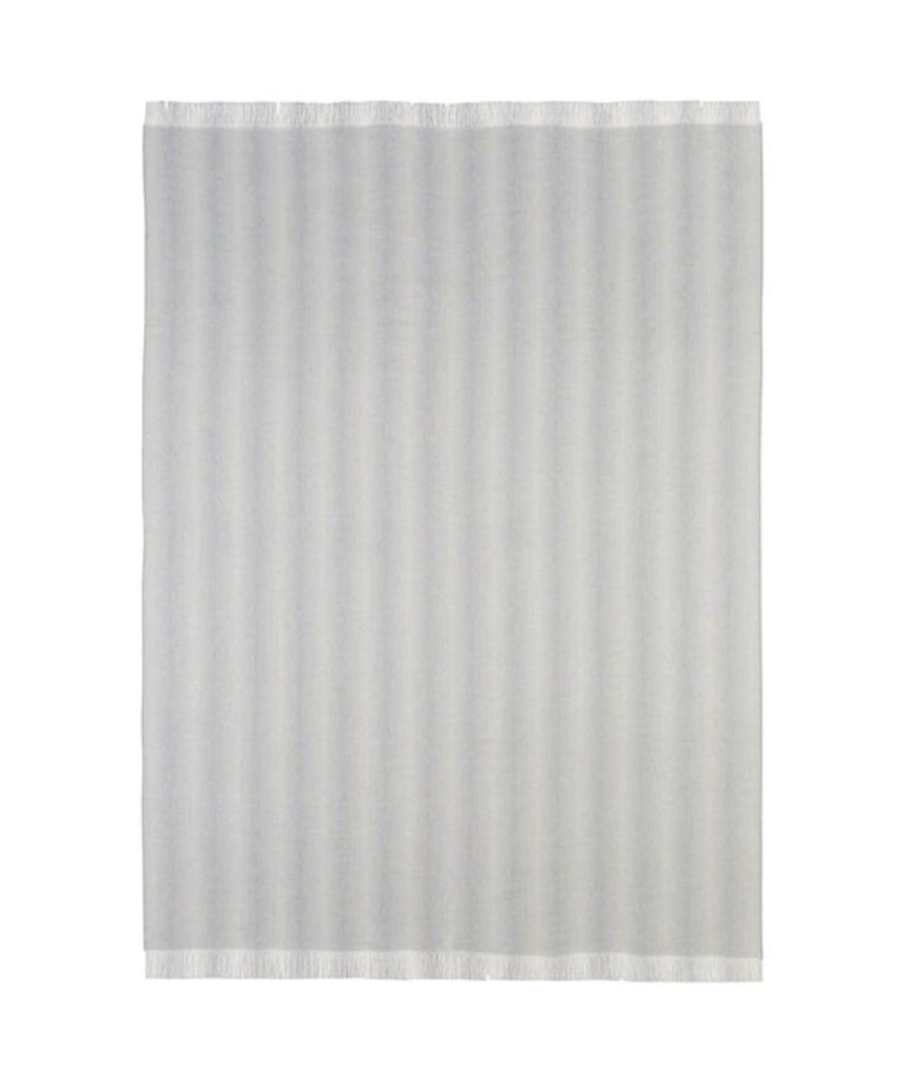 Johnstons of Elgin Extra Fine Merino Wool Ombre Stripe Sofa Throw Blanket in Silver/White