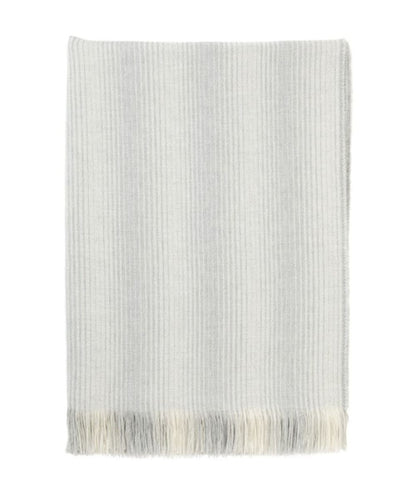 Johnstons of Elgin Extra Fine Merino Wool Ombre Stripe Sofa Throw Blanket in Silver/White