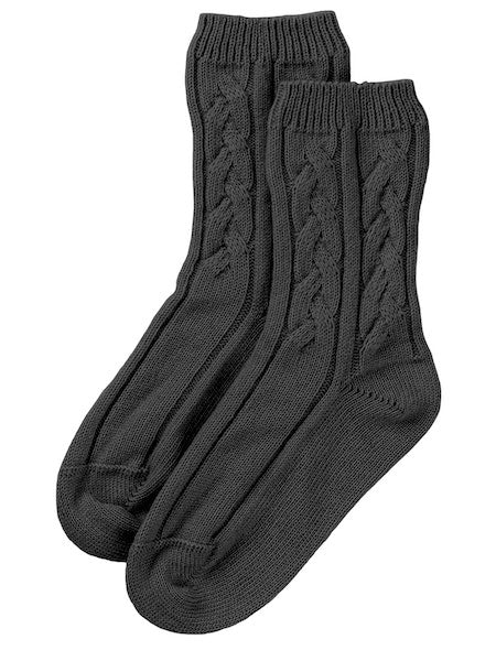 Johnstons of Elgin Women's Cashmere Cable Bed Socks in Carbon