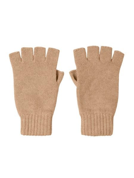 Johnstons of Elgin Women's Cashmere Fingerless Gloves in Soft Camel