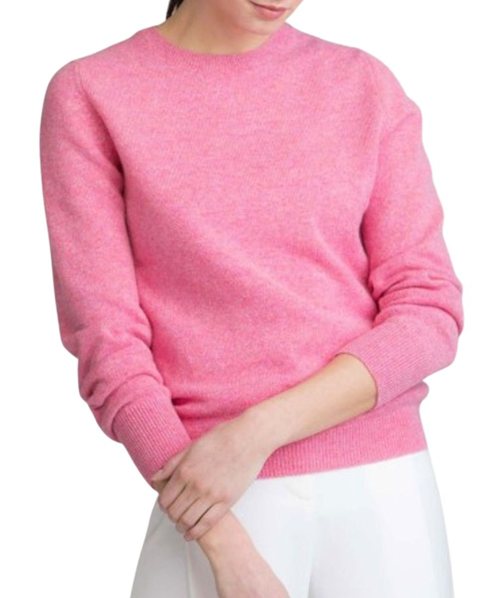 Johnstons of Elgin Women's Lambswool Crew Neck Sweater in Nougat